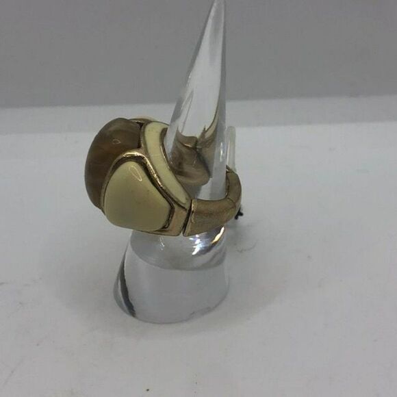 Chico's NWT Multi Cream Beige Gold Tone Stretchy Band Ring - 7 - Picture 6 of 6